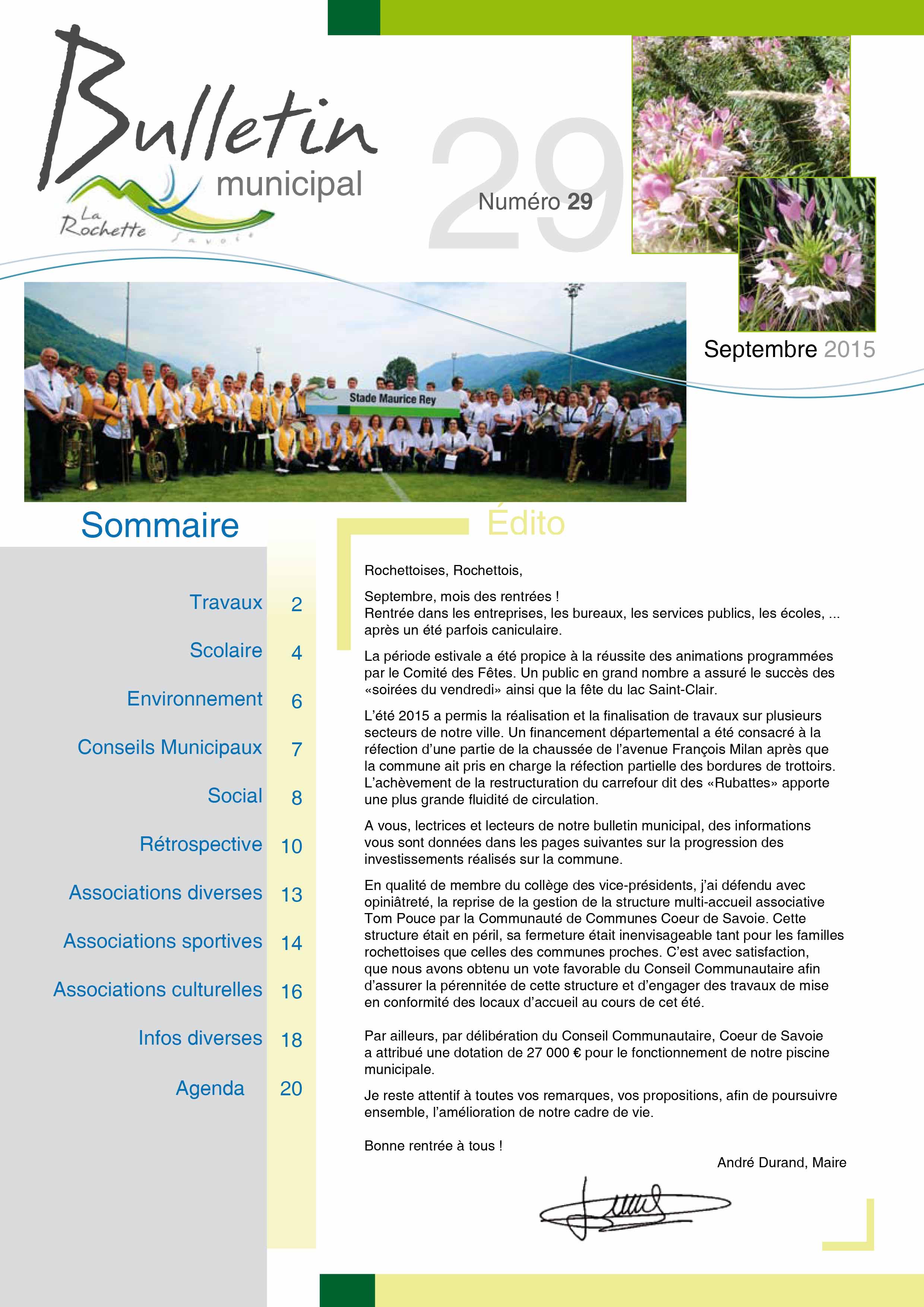 Bulletin municipal septembre 2015