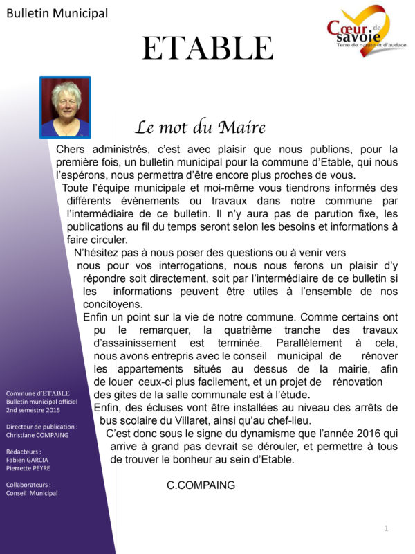 Bulletin municipal Etable 2015