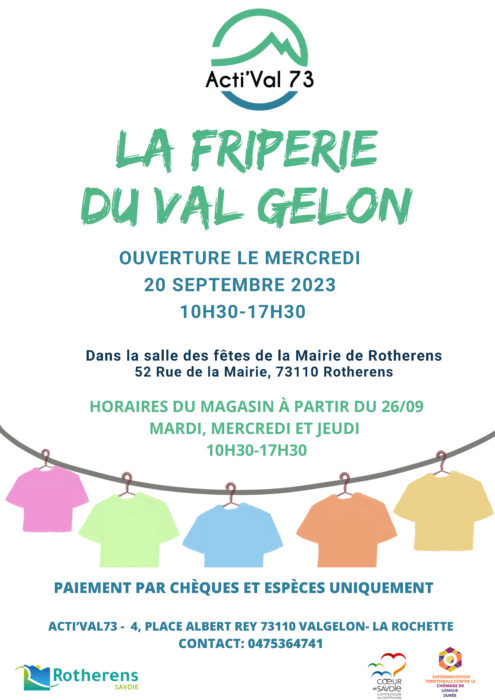 La Friperie du Val Gelon ouvre ses portes le mercredi 20 septembre 2023 !