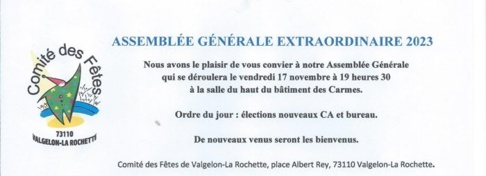 Assemblée Générale du Comité des Fêtes