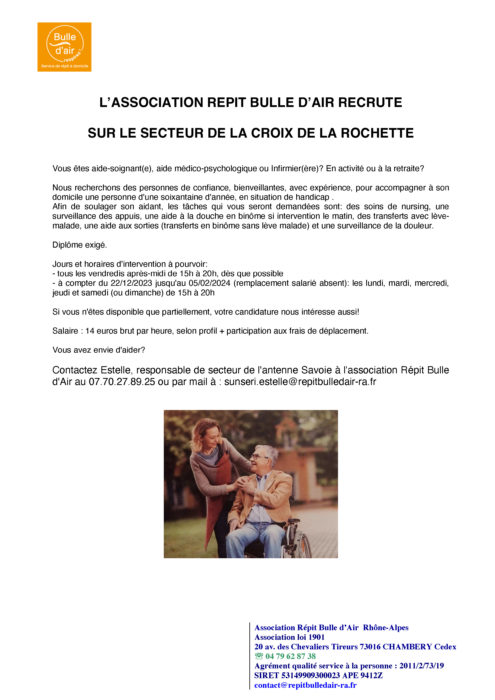 OFFRE D’EMPLOI – SERVICE À DOMICILE