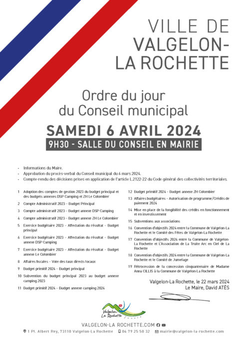 CONSEIL MUNICIPAL > 6 AVRIL