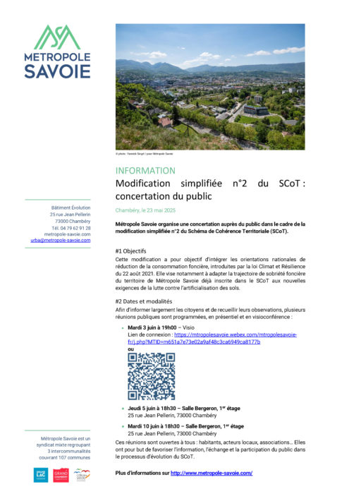 Modification simplifiée n°2 du SCoT : concertation du public