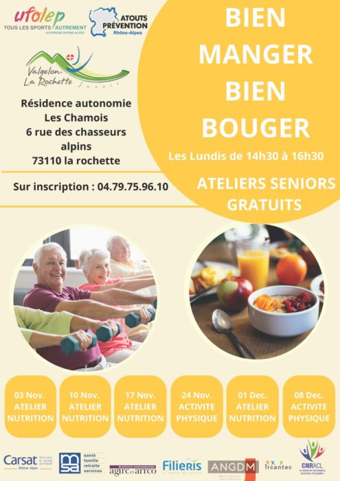 Ateliers gratuits pour les seniors à La Rochette !