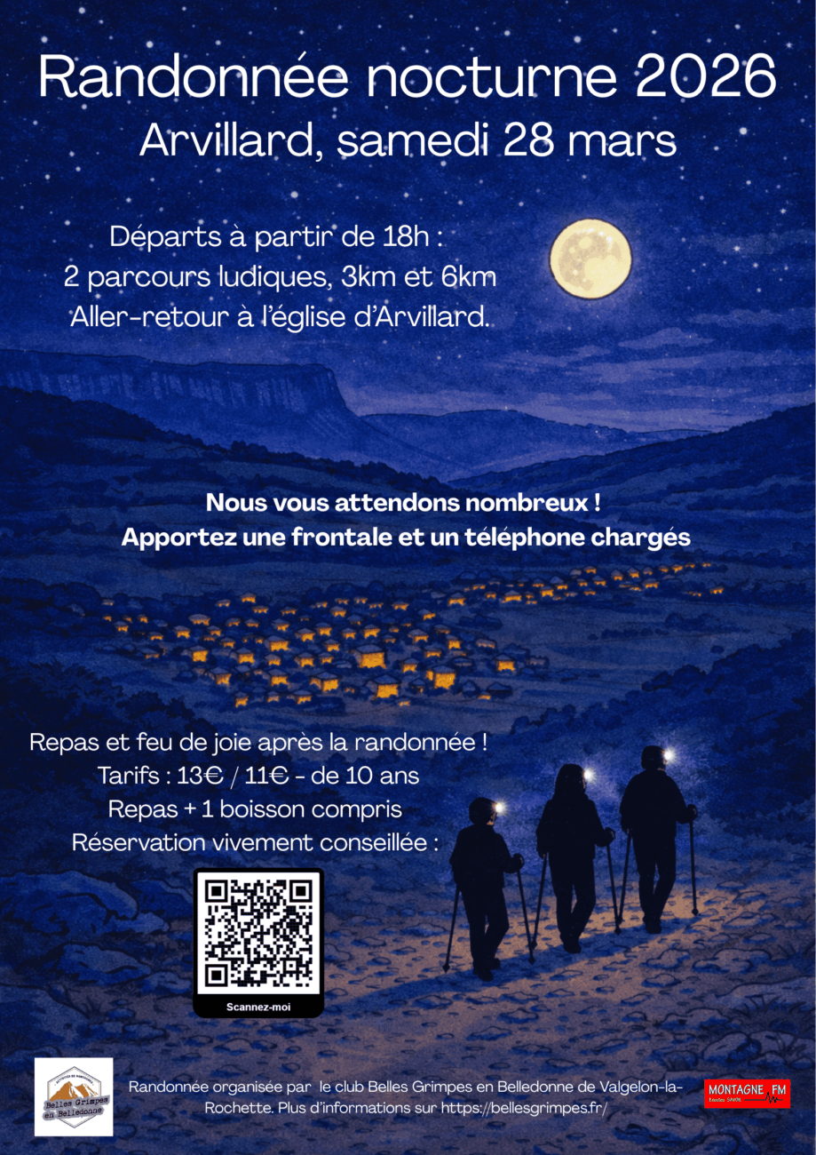 🌙 Randonnée nocturne 2026 à Arvillard