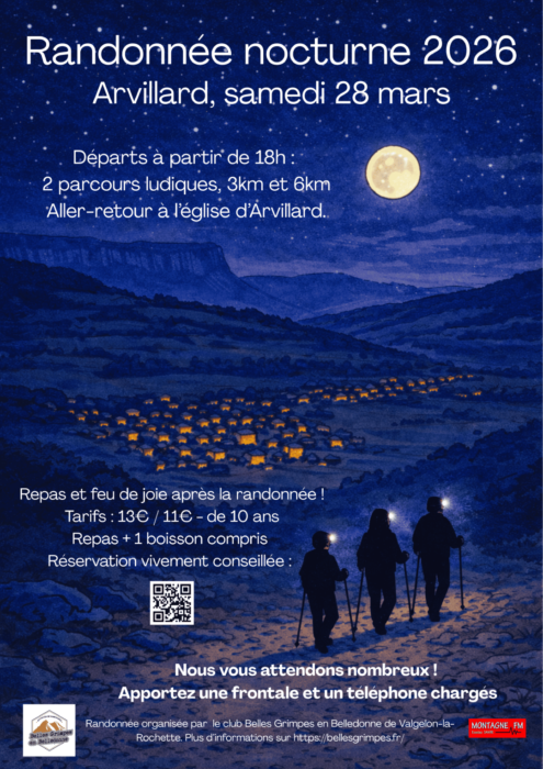 🌙 Randonnée nocturne 2026 à Arvillard