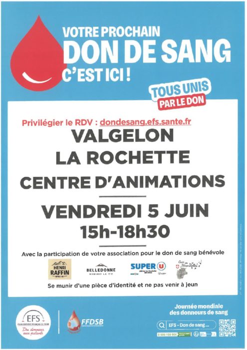DON DU SANG : 5 juin 2026