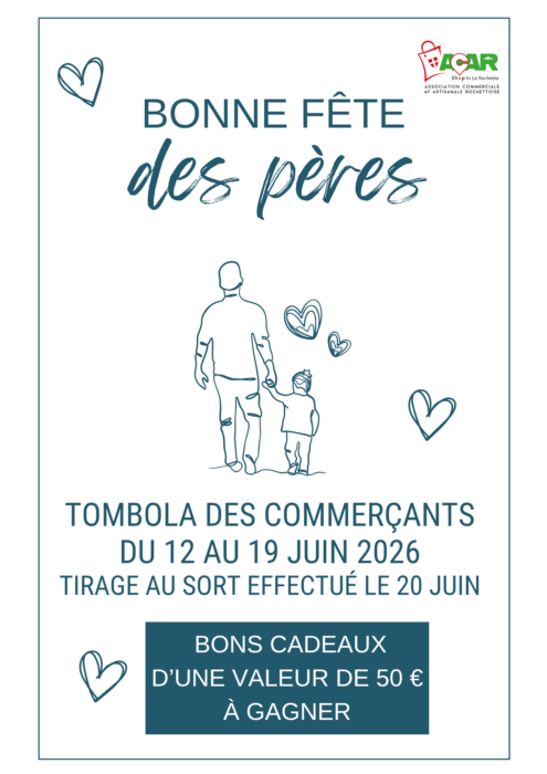 🎁 FÊTE DES PÈRES : TENTEZ VOTRE CHANCE ! 💙TOMBOLA DES COMMERCANTS