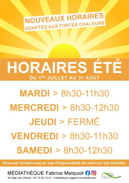 ☀️ Horaires d&rsquo;été – Fortes chaleurs ☀️