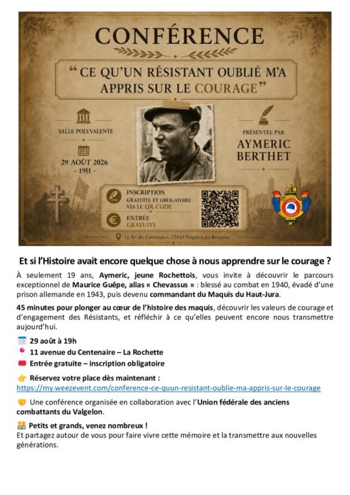CONFERENCE LE 29 AOÛT A LA SALLE POLYVALENTE