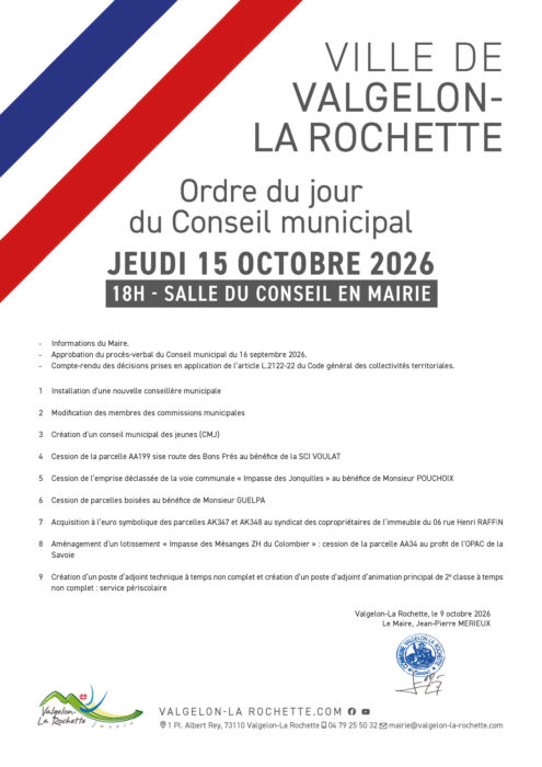 Conseil municipal du 15 octobre 2026