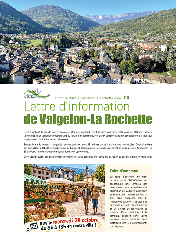 Lettre d&rsquo;information de Valgelon-La Rochette